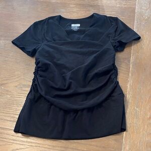 Chic Black Short Sleeve Women's Top baby carry top